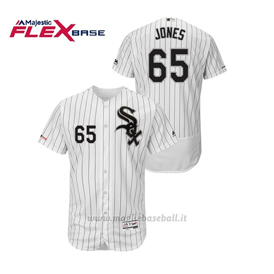 Maglia Baseball Uomo Chicago White Sox Nate Jones 150th Aniversario Patch Flex Base Bianco Nero